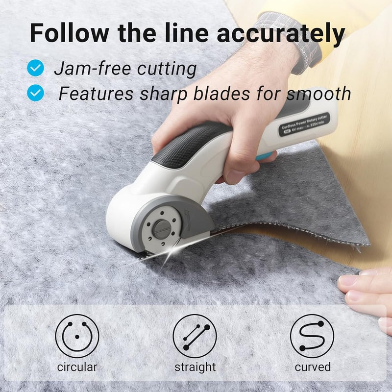 seektik Cordless Electric Scissors, Fabric Cutter Cardboard Cutter with Safety Lock, 4V Rechargeable Electric Scissors for Fabric, Cardboard,Fabric, Plastic. - Image 5